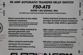 USED MOTORHOME FURRION F50-ATS AUTOMATIC TRANSFER RELAY SWITCH FOR SALE