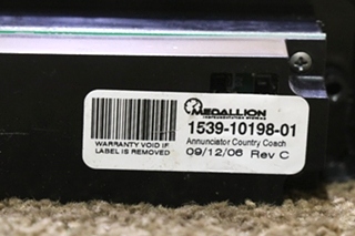 USED MEDALLION 1539-10198-01 DASH ANNUNCIATOR COUNTRY COACH MOTORHOME PARTS FOR SALE