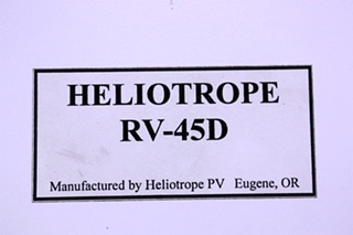USED RV/MOTORHOME HELIOTROPE SOLAR CHARGER RV-45D FOR SALE