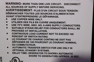 USED SURGE GUARD TRANSFER SWITCH 41261 RV/MOTORHOME PARTS FOR SALE