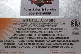 USED RV ATS 501 PPS AUTOMATIC LINE/GENERATOR SWITCH FOR SALE