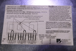 USED MOTORHOME PPS ATS 501 AUTOMATIC LINE/GENERATOR SWITCH FOR SALE