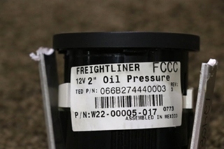 USED RV W22-00005-017 FREIGHTLINER OIL PRESSURE DASH GAUGE FOR SALE