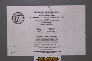 USED TIFFIN MOTORHOMES TMH50-3 AUTOMATIC TRANSFER SWITCH MOTORHOME PARTS FOR SALE