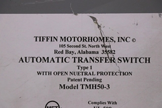 USED TIFFIN MOTORHOMES TMH50-3 AUTOMATIC TRANSFER SWITCH MOTORHOME PARTS FOR SALE