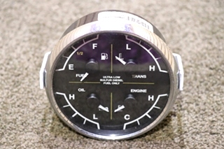 USED 8653-50005-19 MEDALLION 4 IN 1 FUEL / TRANS / OIL / ENGINE DASH GAUGE RV PARTS FOR SALE